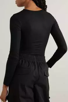 WOLFORD + Боди N°21 Bonnie из эластичного мода с вырезами и рюшами, черный