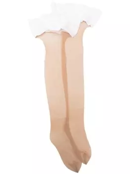 Wolford чулки Nude 8 с кружевом, нейтральный цвет
