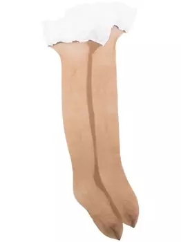 Wolford чулки Nude 8 с кружевом, нейтральный цвет