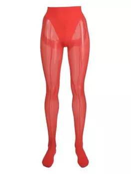 Wolford колготки с сетчатыми вставками из коллаборации с Mugler, красный