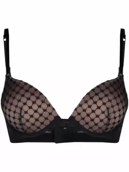 Wolford прозрачный бюстгальтер с эффектом пуш-ап и монограммой, черный
