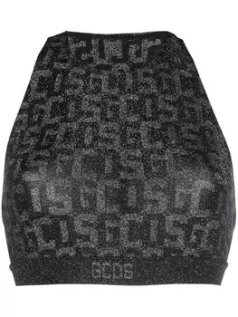 Wolford укороченный топ с монограммой из коллаборации с GCDS, черный