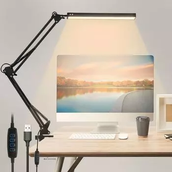 Wolkenton светодиодная настольная лампа, настольная лампа, лампа для чтения с регулируемой яркостью, гибкая офисная лампа, цвет 10 Вт Wolketon, черный