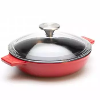 Woll IRON, круглая кастрюля со стеклянной крышкой и силиконовой ручкой, 20 см, высота 5,5 см, Красный Чили