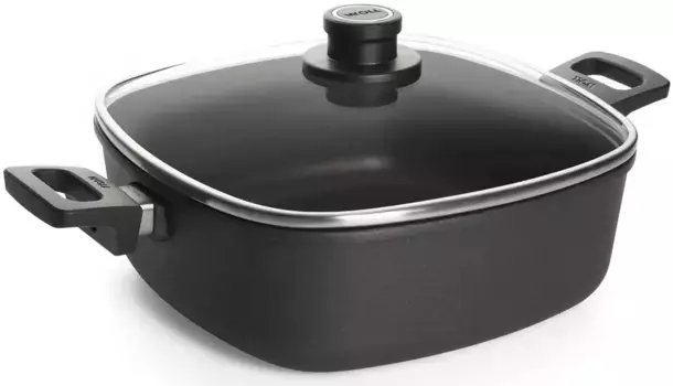 WOLL MADE IN GERMANY Жаровня "Nowo Titanium", литой алюминий, 28x28 см, Сделано в Германии 28 см + высота 10 см, черный