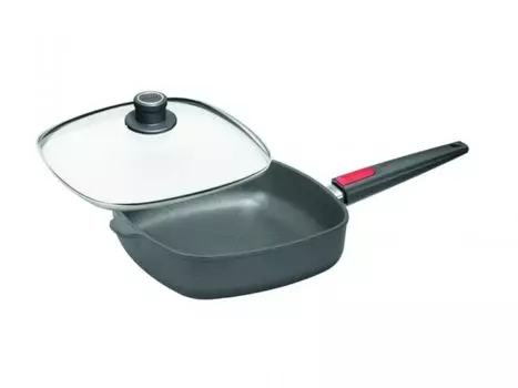 Woll nowo Титановая индукционная чугунная сковорода, квадрат 28 см, высота 6,5 см, с защитной крышкой