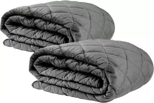 WOLTU Комплект из 2 покрывал, микрофибра, клетка, двуспальная кровать, темно-серый