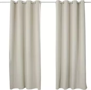 WOLTU непрозрачная штора с люверсами, термозавеса, защита от холода, комплект из 2 шт., затемняющие шторы, теплоизоляционные шторы, термозавеса плотностью 250 г/м, бежевый, 135 х 225 см