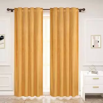 WOLTU плотные шторы из 2 шт. с рюшами 300 г/м плотные плотные шторы бархатно-горчичного цвета 140x245 см VH6070sef-2, желтый