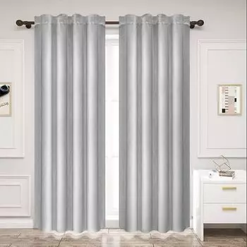 WOLTU плотные шторы из 2 штук с рюшами 300 г/м плотные плотные шторы бархатные светло-серые 140х270 см VH6071hgr-2, серый
