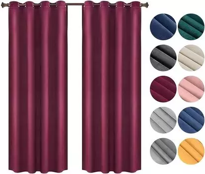 WOLTU Плотные шторы с люверсами Бархатные шторы Тепловые шторы 300 г/м Плотные плотные шторы Бордо 140 x 225 см (2 шт. в упаковке), бордовый