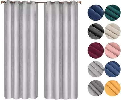 WOLTU Плотные шторы с люверсами Бархатные шторы Тепловые шторы 300 г/м Плотные плотные шторы Светло-серые 140 x 245 см (2 шт. в упаковке), серый