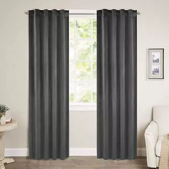 WOLTU плотные шторы с рюшами, 2 шт., 300 г/м, плотные плотные шторы бархатные темно-серые 140x245 см VH6070gr-2, темно-серый