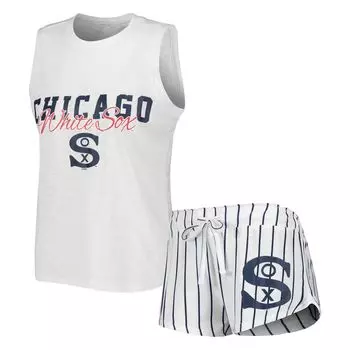 Women's Concepts Sport White Chicago White Sox Reel в тонкую полоску майка и шорты для сна