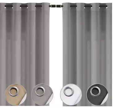 WOMETO комплект из 2 непрозрачных штор с нержавеющими люверсами 140 x 245 см - серые, моющиеся, однотонные, декоративный шарф гостиная спальня детская комната, серый