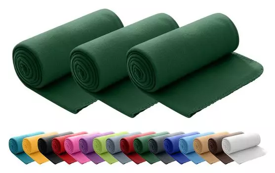 WOMETO комплект из 3 флисовых одеял размером 130x160 см, вес около 400 г, высококачественный, с кромкой, не допускающей скатывания, темно-зеленый цвет, множество ярких цветов.