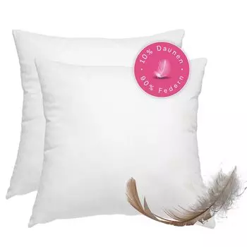 WOMETO комплект премиум-линии из 2 перьевых и пуховых подушек 90% перо и 10% пух 45x45 см 500 г наполнитель подушки хлопок белый внутренняя подушка наполнитель подушки