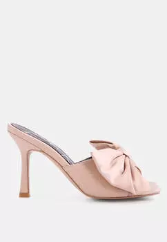 Wonderbuz босоножки-слайдеры на высоком каблуке с бантом London Rag, цвет latte