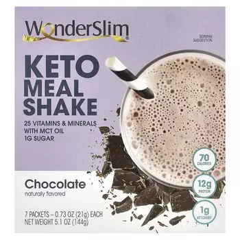 WonderSlim Keto Meal Shake Chocolate, 7 пакетов. 0,73 унции (21 г) каждый