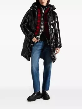 Woolrich блестящая стеганая парка, черный