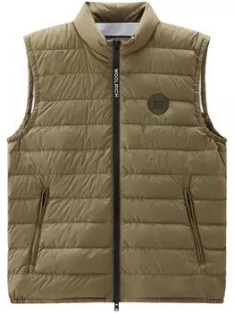 Woolrich дутый жилет с нашивкой-логотипом, зеленый
