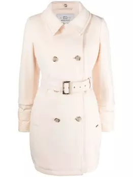 Woolrich двубортное пальто с поясом, нейтральный цвет
