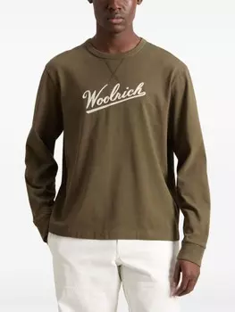 Woolrich футболка из хлопка с вышитым логотипом, зеленый