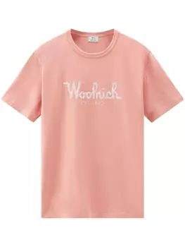 Woolrich футболка с вышитым логотипом, розовый