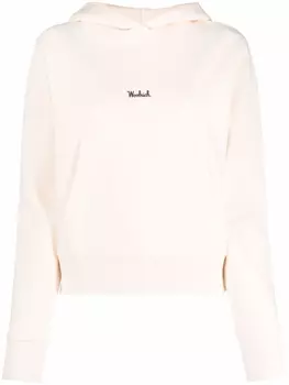 Woolrich худи из смесового хлопка с логотипом, нейтральный цвет