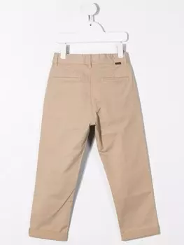 Woolrich Kids брюки чинос с вышитым логотипом, серый