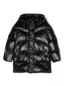 Woolrich Kids дутое пальто на пуговицах, черный
