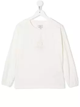 Woolrich Kids футболка из органического хлопка с вышитым логотипом, белый