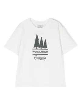 Woolrich Kids футболка Road Trip с логотипом, белый