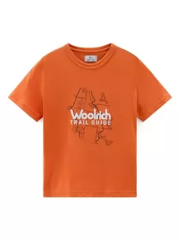 Woolrich Kids футболка с логотипом, оранжевый