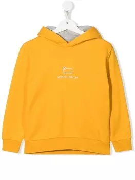 Woolrich Kids худи с вышитым логотипом, желтый