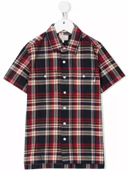 Woolrich Kids клетчатая рубашка из органического хлопка, синий