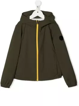 Woolrich Kids куртка на молнии с логотипом, зеленый