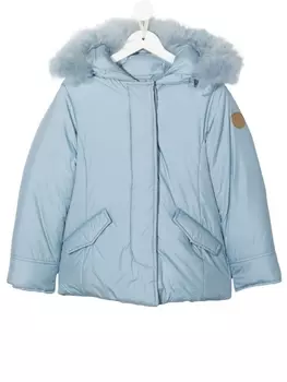 Woolrich Kids куртка с капюшоном и нашивкой-логотипом, синий