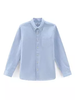 Woolrich Kids полосатая рубашка на пуговицах, синий