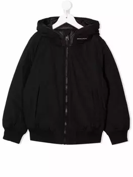 Woolrich Kids пуховик с капюшоном, черный