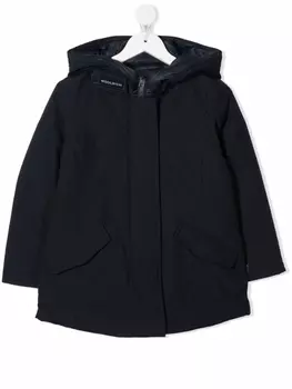 Woolrich Kids пуховик с капюшоном, синий
