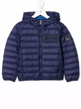 Woolrich Kids пуховик с капюшоном, синий