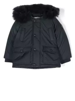 Woolrich Kids пуховик с капюшоном, синий