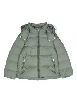 Woolrich Kids пуховик с капюшоном, зеленый