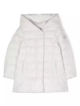 Woolrich Kids пуховик с нашивкой-логотипом, нейтральный цвет