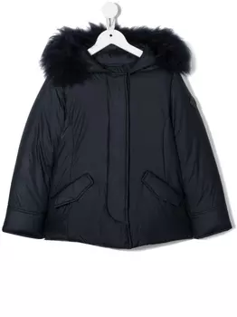 Woolrich Kids пуховик с нашивкой-логотипом, синий
