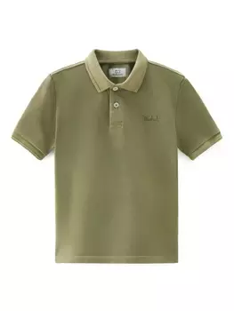 Woolrich Kids рубашка поло с вышитым логотипом, зеленый