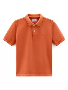 Woolrich Kids рубашка поло с вышитым логотипом, оранжевый