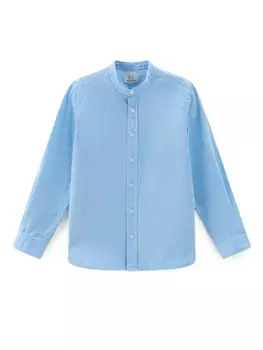 Woolrich Kids рубашка с воротником-стойкой, синий