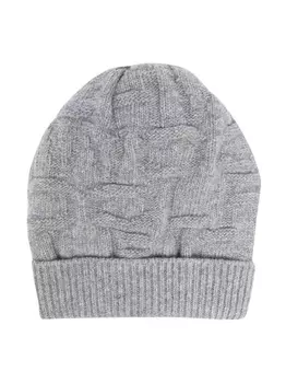 Woolrich Kids шапка бини с тисненой монограммой, серый